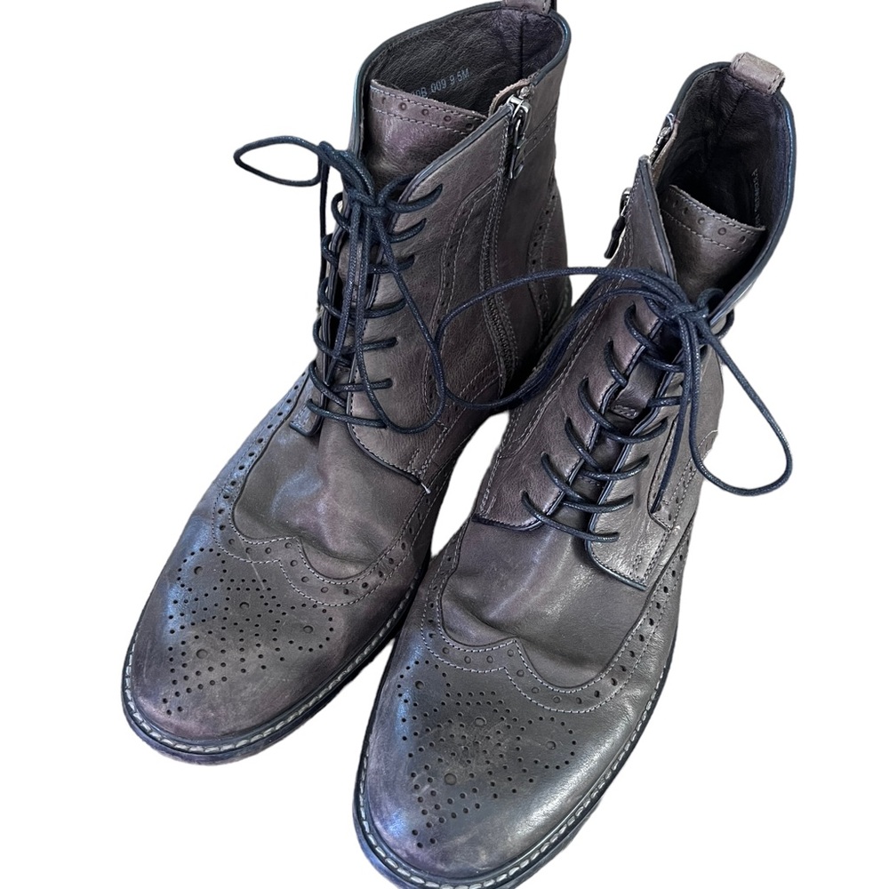 JOHN Varvatos Men CHUKKA laces up side Zipper Distressed Gray Boots SZ 9.5